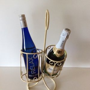 Vintage Cream color Wrought IronTabletop Wine Rack